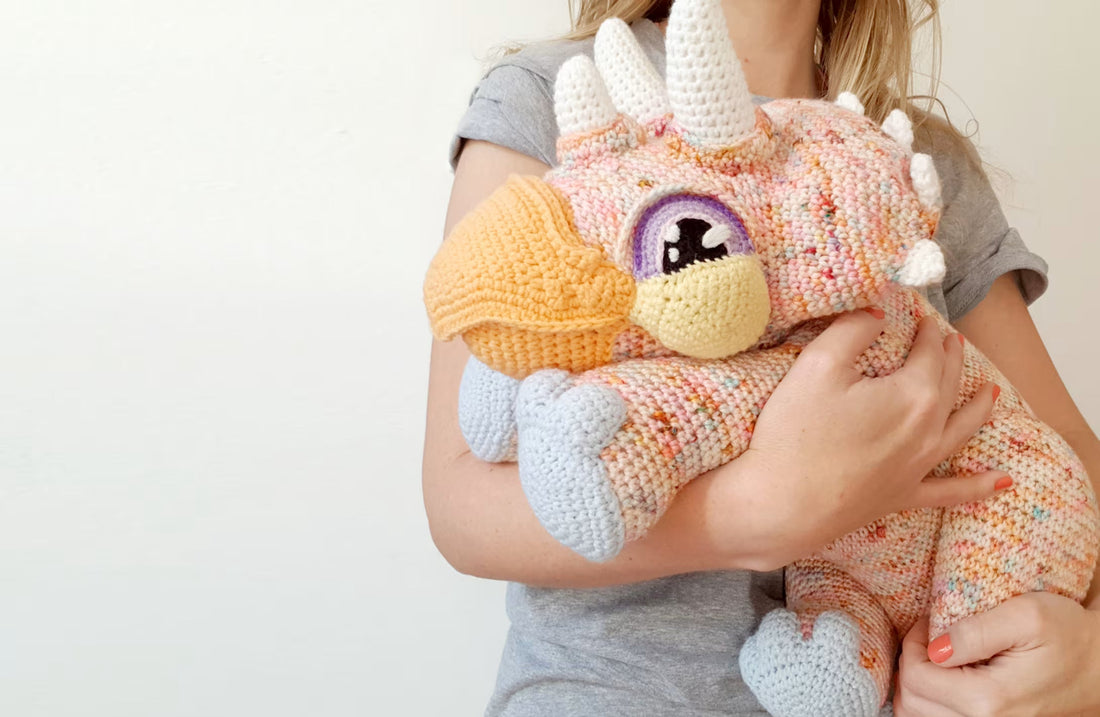 Gravity the Triceratops | giant amigurumi crochet pattern