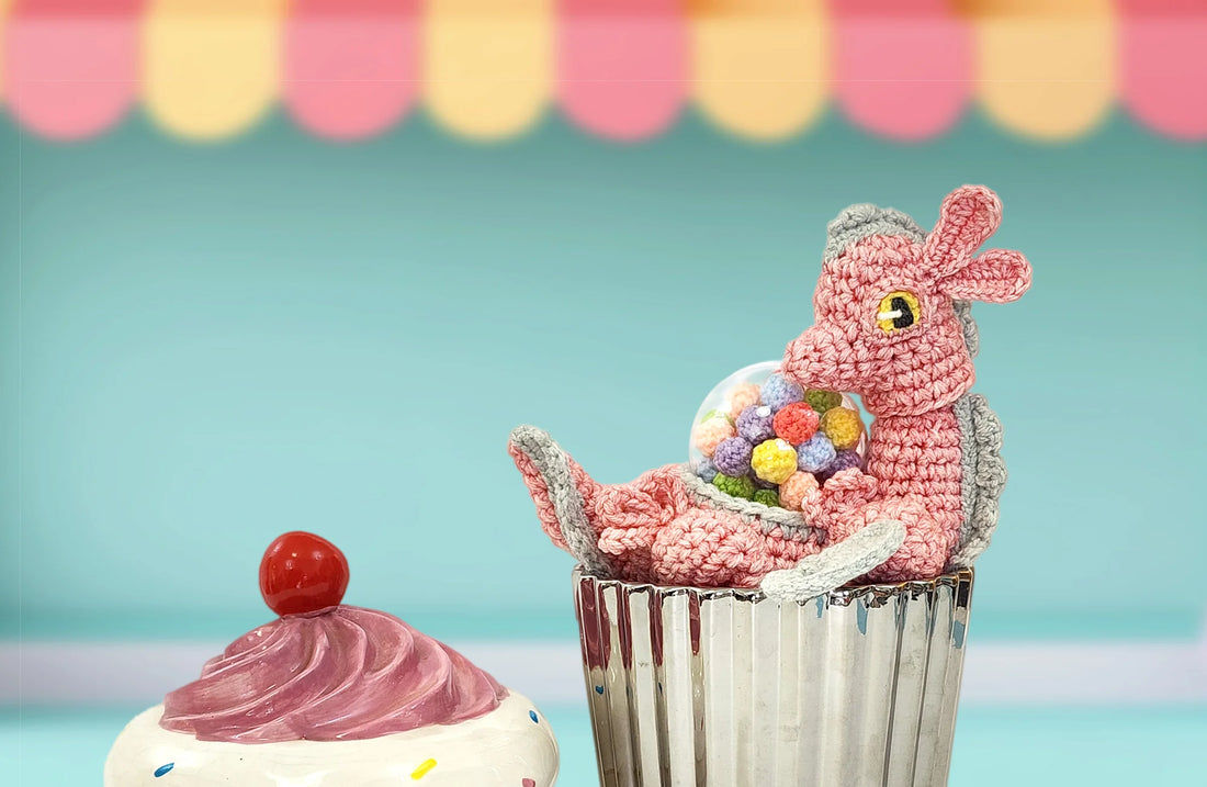 Chewy the Gumball Dragon | amigurumi pattern with fillable bauble