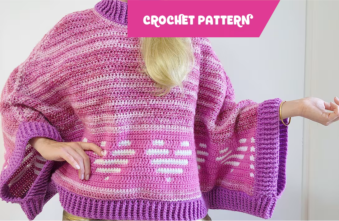 Cosmic Crush Poncho-Sweater | Barbie-inspired crochet garment pattern
