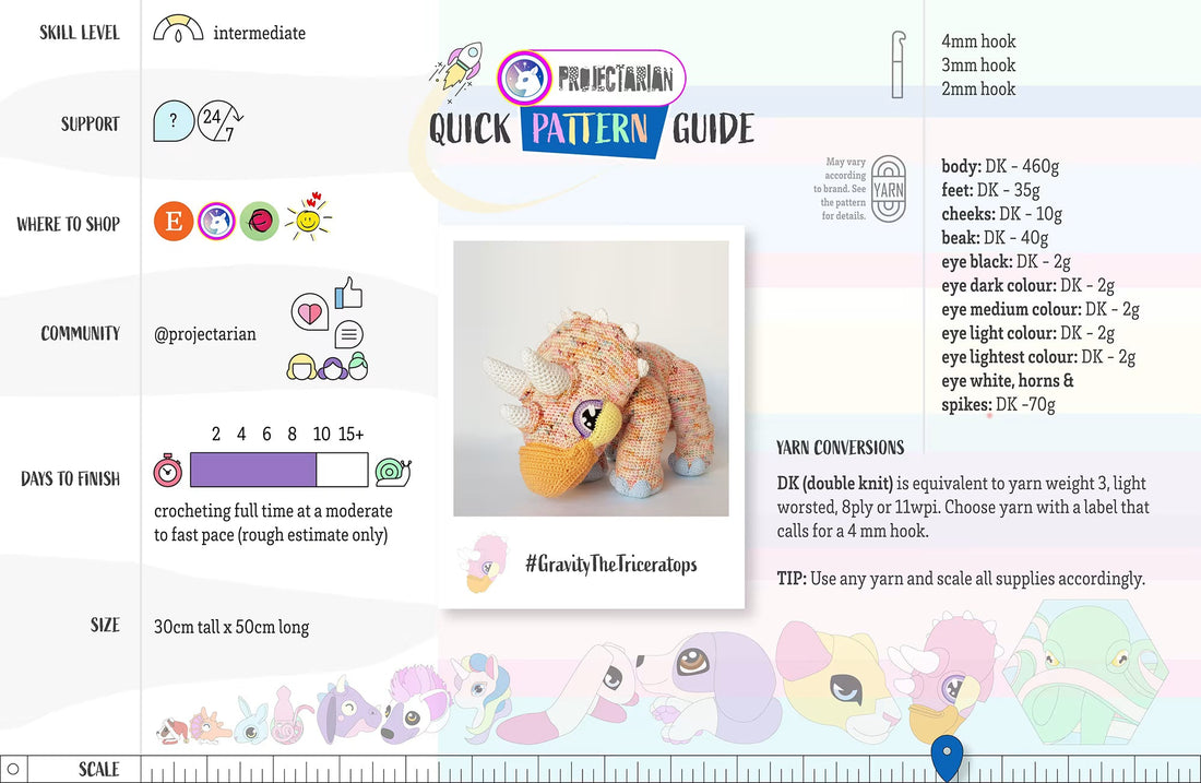 Gravity the Triceratops | giant amigurumi crochet pattern