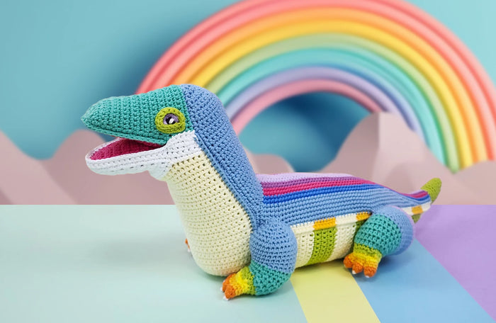 A LIFE-SIZED AMIGURUMI RAINBOW LIZARD