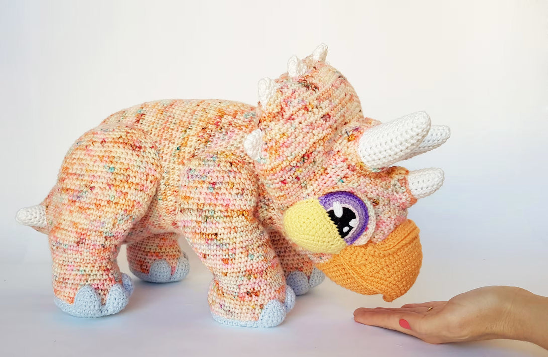 Gravity the Triceratops | giant amigurumi crochet pattern