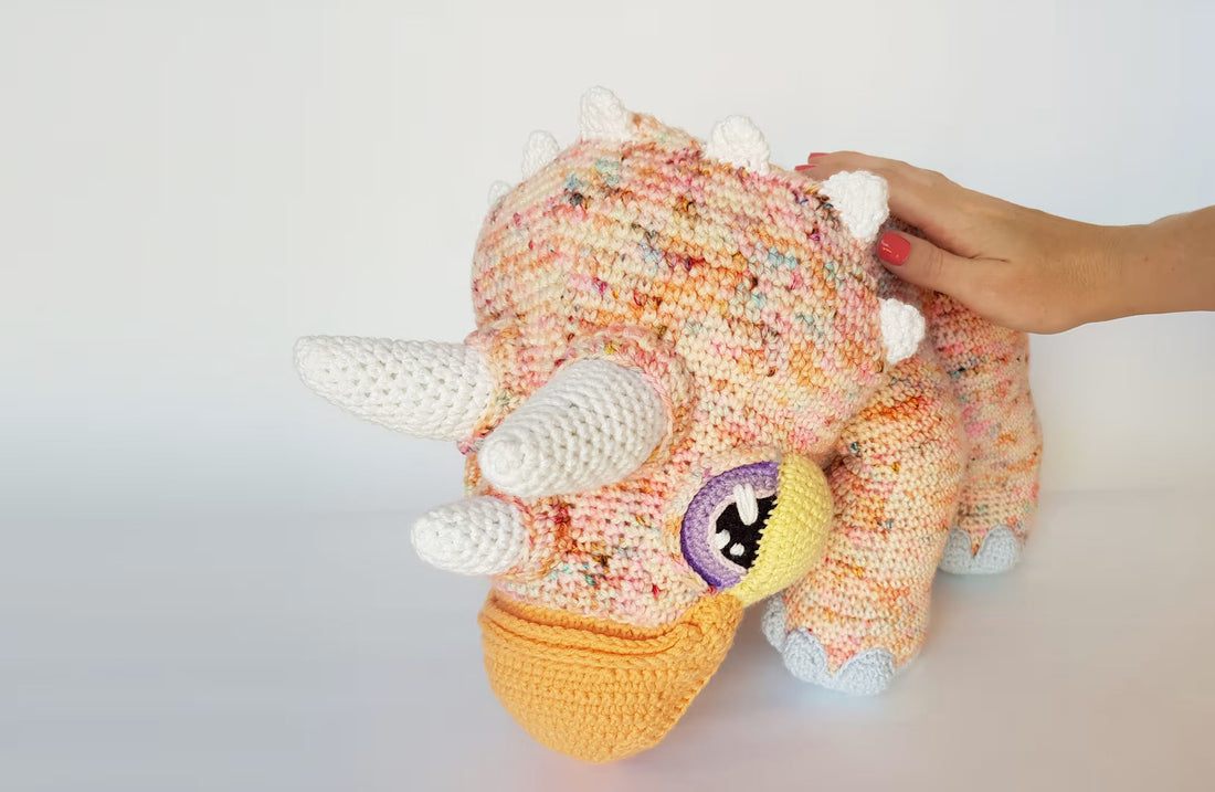 Gravity the Triceratops | giant amigurumi crochet pattern