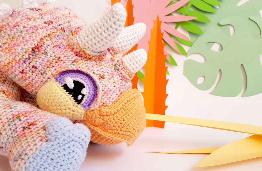 Gravity the Triceratops | giant amigurumi crochet pattern