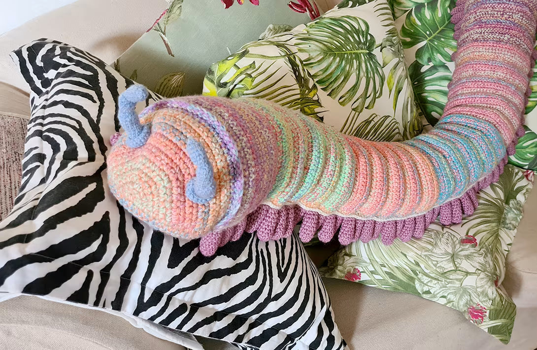 Shuttle the Shongololo | no-sew amigurumi pattern