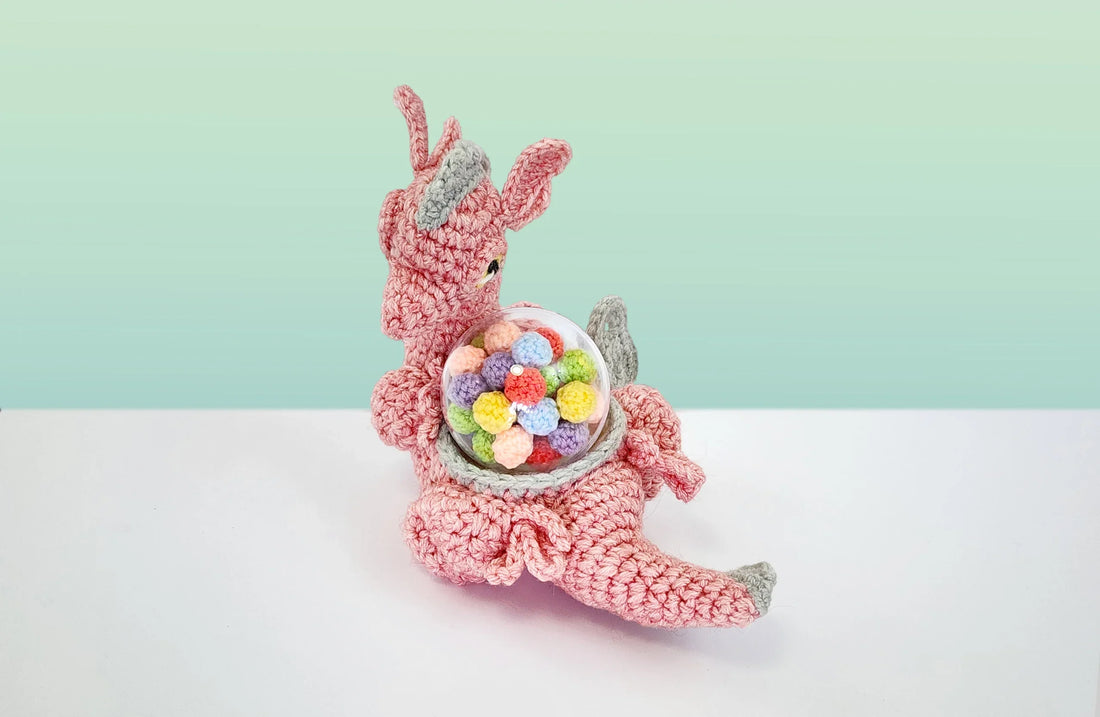 Chewy the Gumball Dragon | amigurumi pattern with fillable bauble