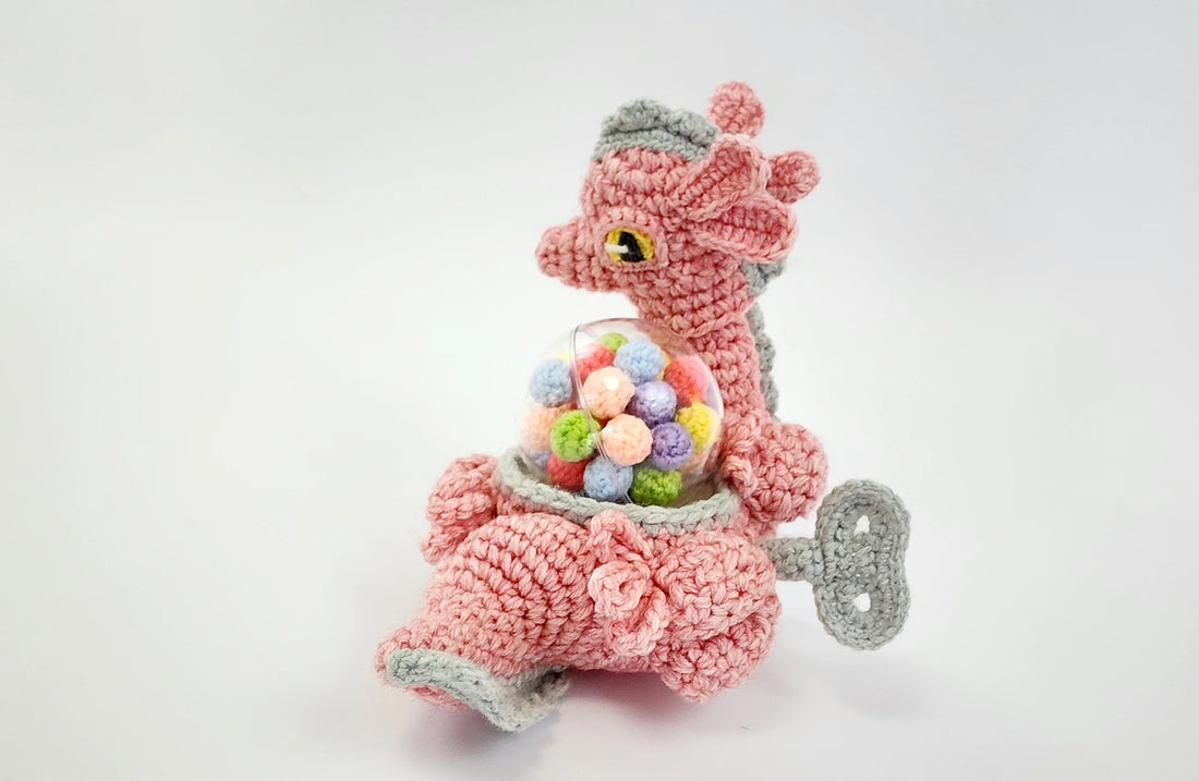 Chewy the Gumball Dragon | amigurumi pattern with fillable bauble