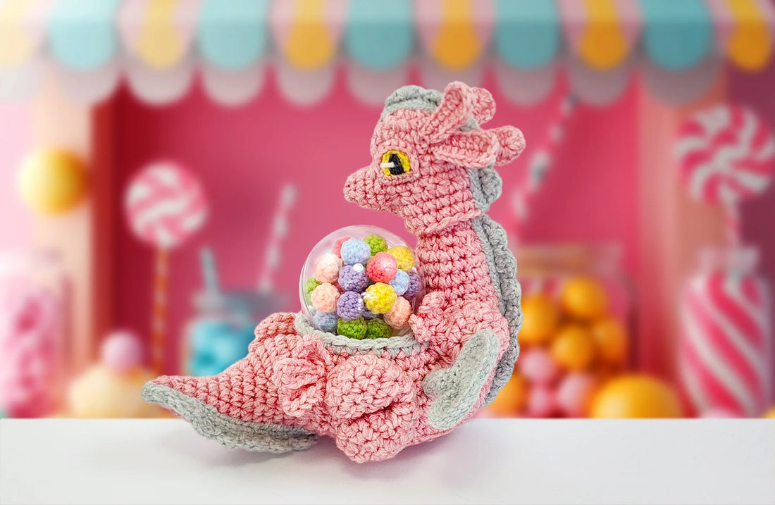Chewy the Gumball Dragon | amigurumi pattern with fillable bauble