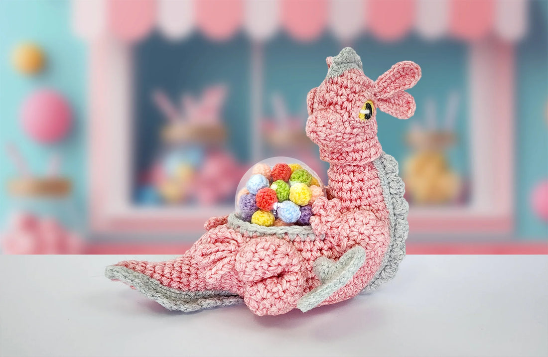 Chewy the Gumball Dragon | amigurumi pattern with fillable bauble