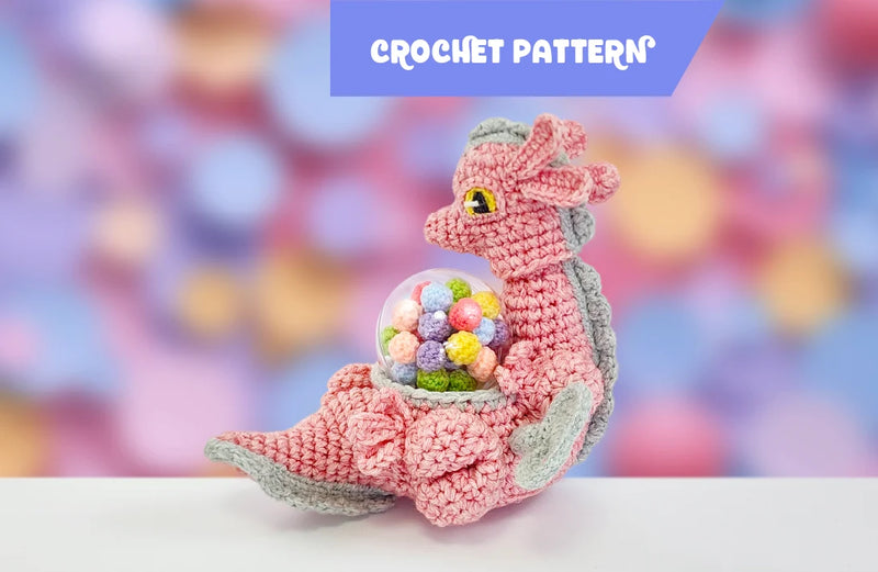 Chewy the Gumball Dragon | amigurumi pattern with fillable bauble