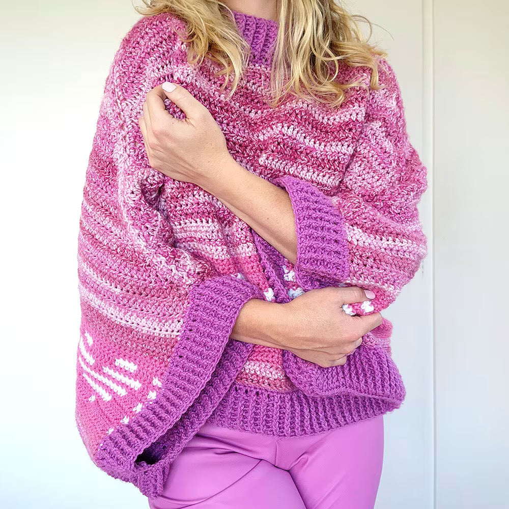 Cosmic Crush Poncho-Sweater | Barbie-inspired crochet garment pattern