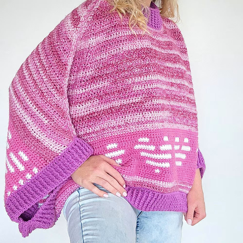 Cosmic Crush Poncho-Sweater | Barbie-inspired crochet garment pattern