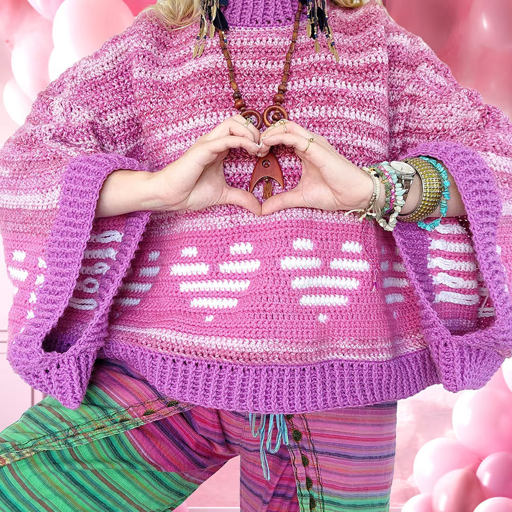 Cosmic Crush Poncho-Sweater | Barbie-inspired crochet garment pattern