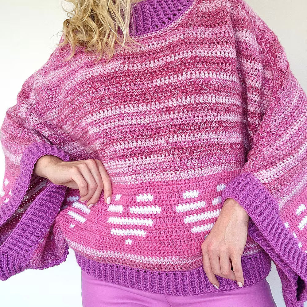 Cosmic Crush Poncho-Sweater | Barbie-inspired crochet garment pattern
