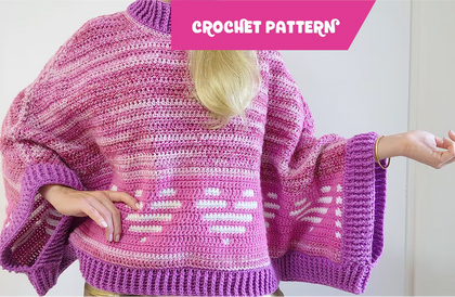 Cosmic Crush Poncho-Sweater | Barbie-inspired crochet garment pattern