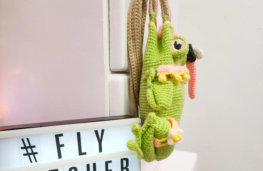 Fly-Catcher Frog Bag | no-sew amigurumi-style pattern
