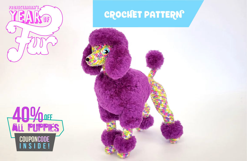 Sequin the Poodle | amigurumi dog pattern with fur