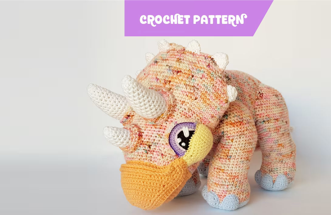Gravity the Triceratops | giant amigurumi crochet pattern