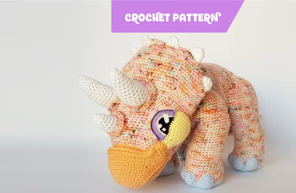 Gravity the Triceratops | giant amigurumi crochet pattern