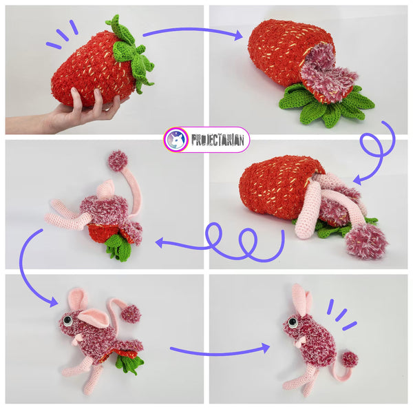 Twinkle the Strawberry Jerboa | reversible amigurumi pattern